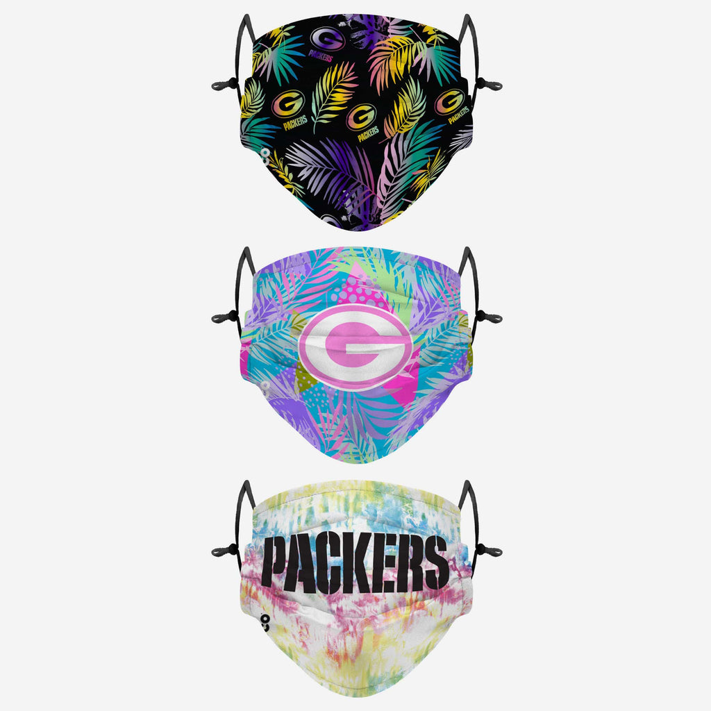 Green Bay Packers Neon Floral 3 Pack Face Cover FOCO - FOCO.com