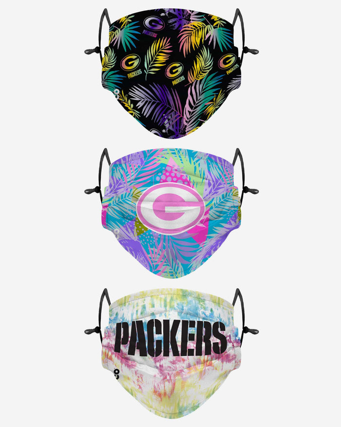 Green Bay Packers Neon Floral 3 Pack Face Cover FOCO - FOCO.com