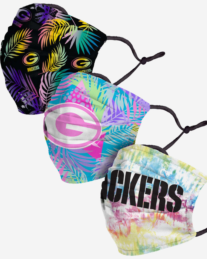 Green Bay Packers Neon Floral 3 Pack Face Cover FOCO - FOCO.com
