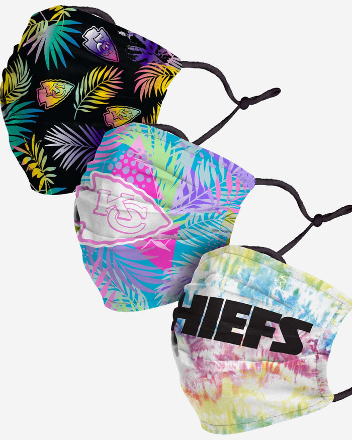 Kansas City Chiefs Neon Floral 3 Pack Face Cover FOCO - FOCO.com