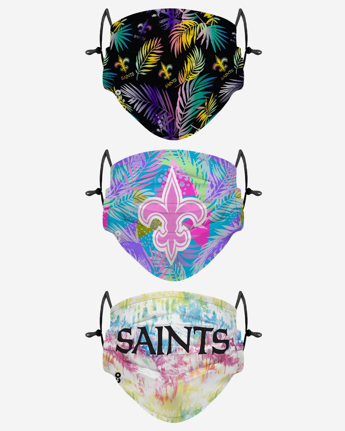 New Orleans Saints Neon Floral 3 Pack Face Cover FOCO - FOCO.com