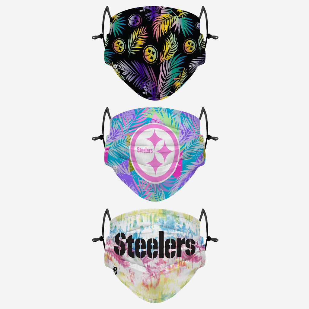 Pittsburgh Steelers Neon Floral 3 Pack Face Cover FOCO - FOCO.com