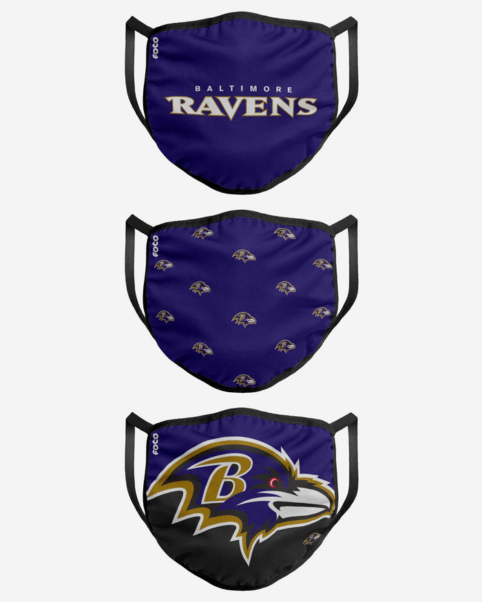 Baltimore Ravens 3 Pack Face Cover FOCO - FOCO.com