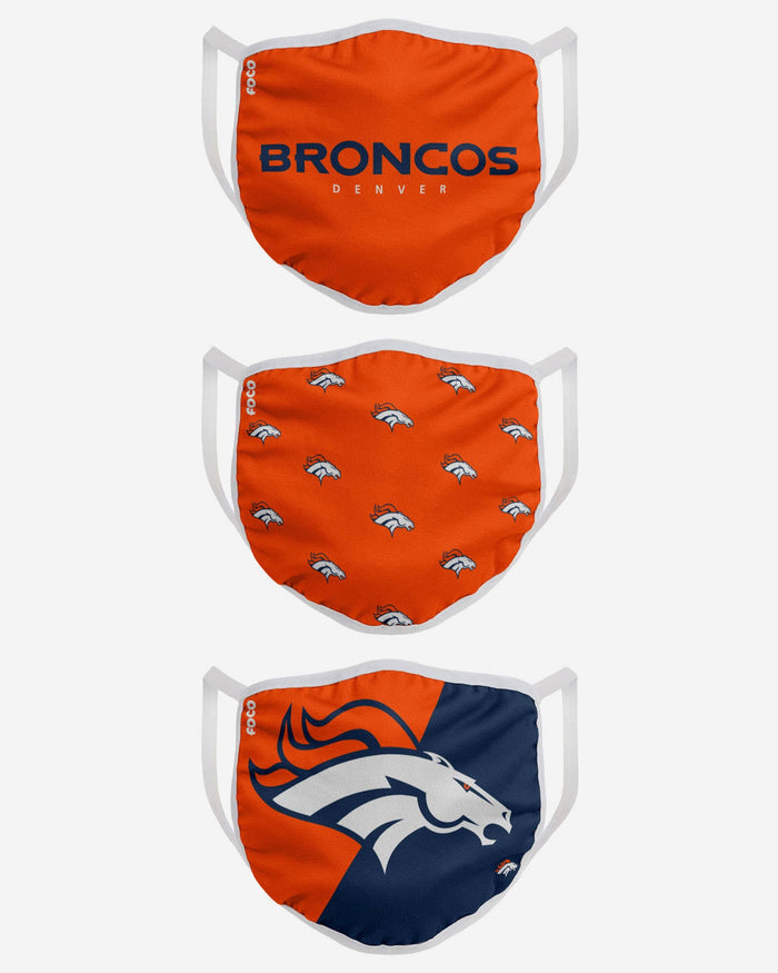 Denver Broncos 3 Pack Face Cover FOCO - FOCO.com