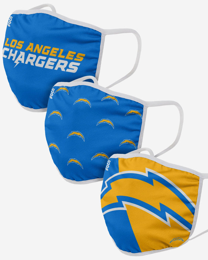 Los Angeles Chargers 3 Pack Face Cover FOCO Adult - FOCO.com