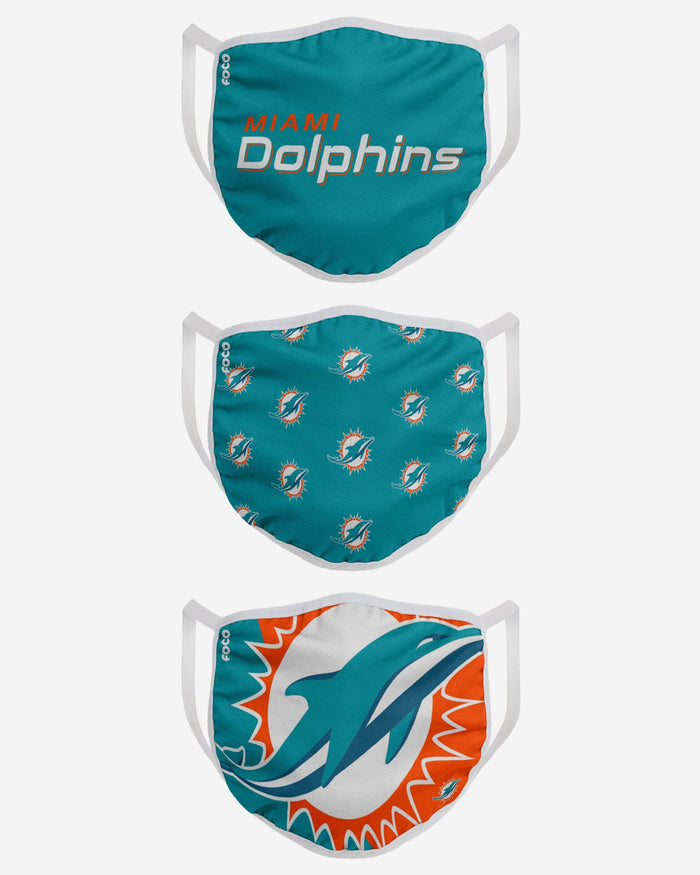 Miami Dolphins 3 Pack Face Cover FOCO - FOCO.com