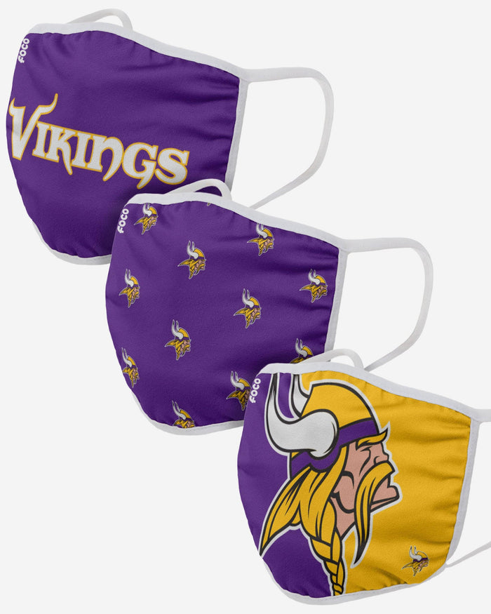 Minnesota Vikings 3 Pack Face Cover FOCO Adult - FOCO.com