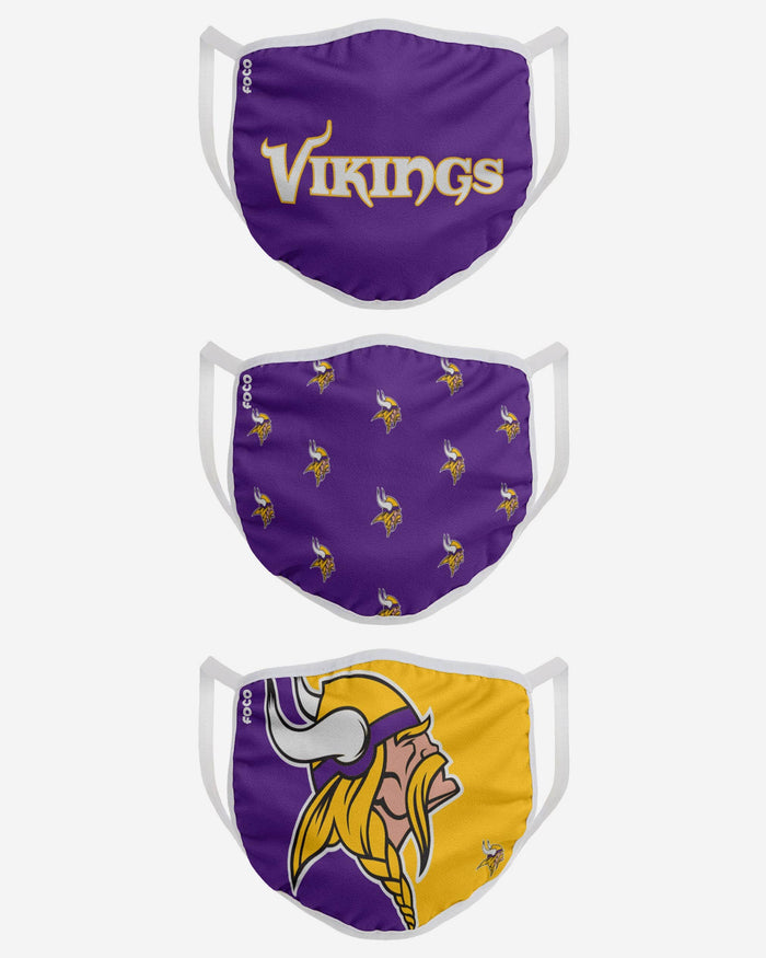 Minnesota Vikings 3 Pack Face Cover FOCO - FOCO.com