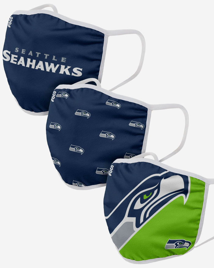 Seattle Seahawks 3 Pack Face Cover FOCO Adult - FOCO.com
