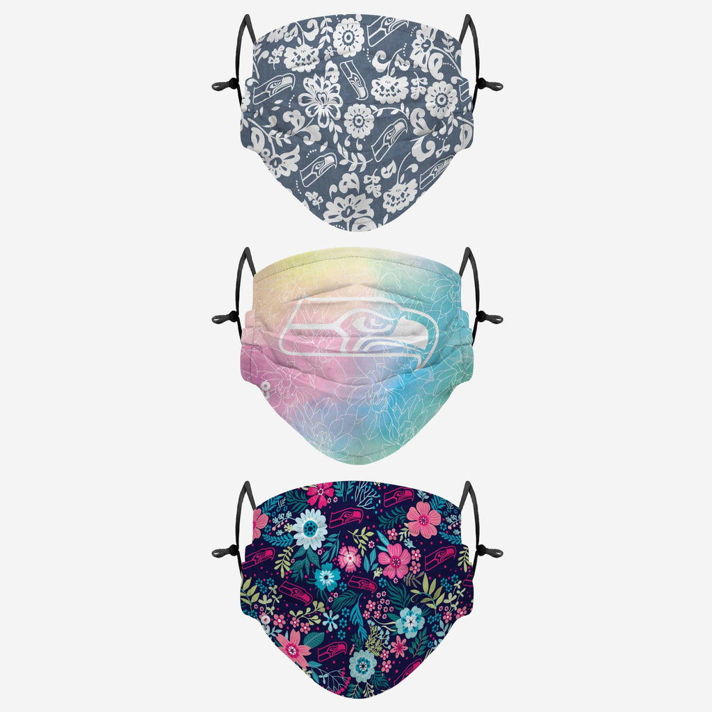 Seattle Seahawks Spring Flowers 3 Pack Face Cover FOCO - FOCO.com