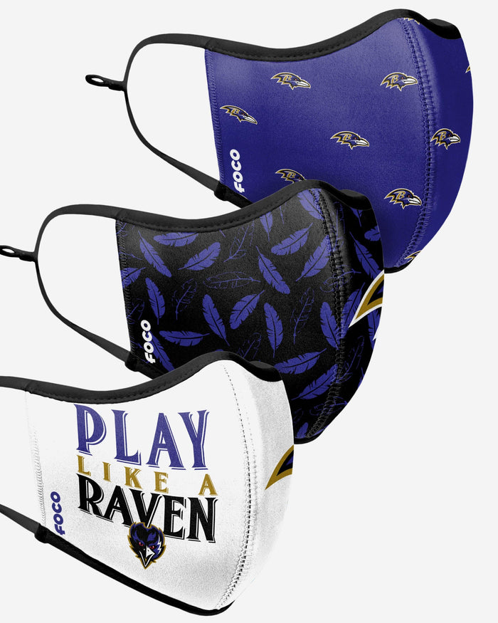 Baltimore Ravens Thematic Sport 3 Pack Face Cover FOCO - FOCO.com