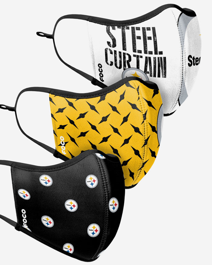 Pittsburgh Steelers Thematic Sport 3 Pack Face Cover FOCO - FOCO.com