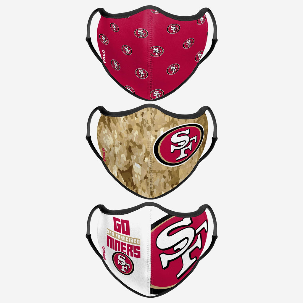 San Francisco 49ers Thematic Sport 3 Pack Face Cover FOCO - FOCO.com