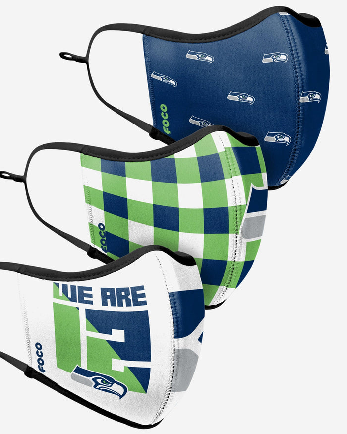 Seattle Seahawks Thematic Sport 3 Pack Face Cover FOCO - FOCO.com