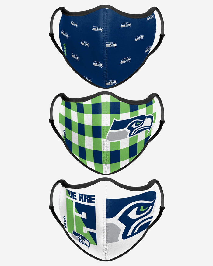 Seattle Seahawks Thematic Sport 3 Pack Face Cover FOCO - FOCO.com