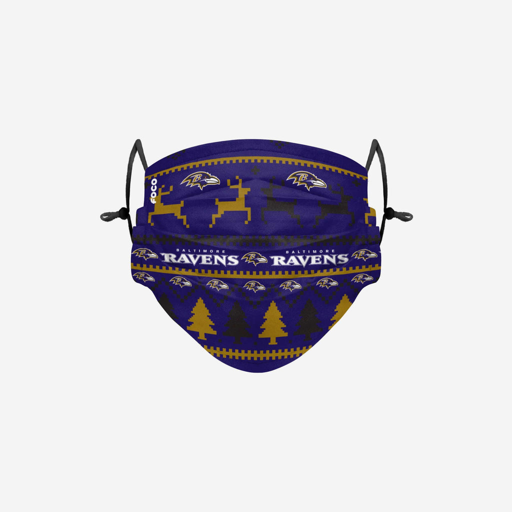 Baltimore Ravens Wordmark Holiday Adjustable Face Cover FOCO - FOCO.com