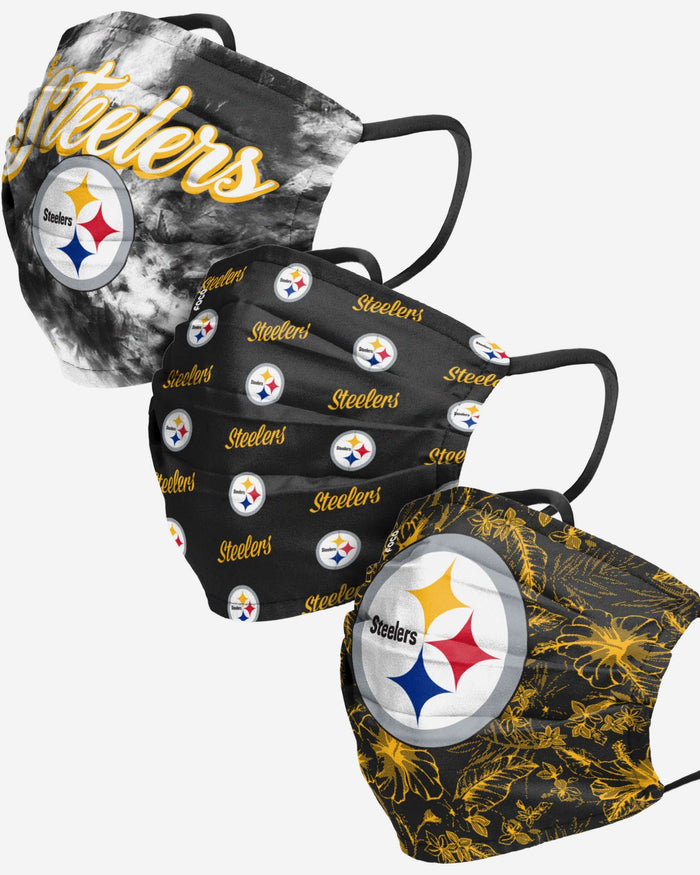 Pittsburgh Steelers Womens Matchday 3 Pack Face Cover FOCO - FOCO.com