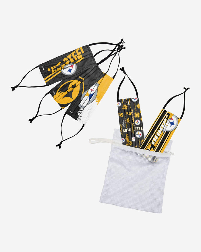 Pittsburgh Steelers Youth Rising Stars Adjustable 5 Pack Face Cover FOCO - FOCO.com