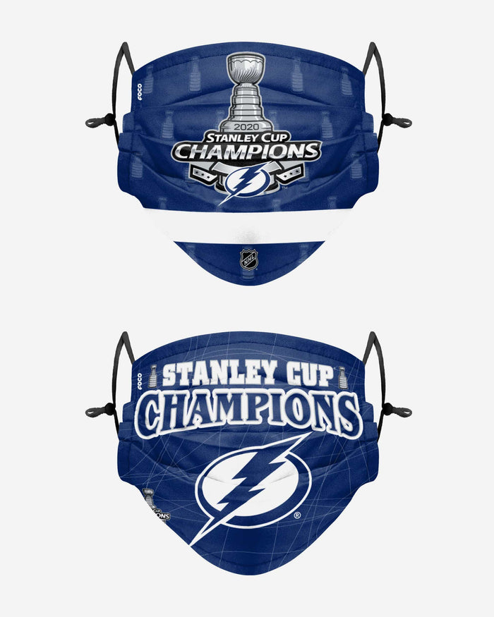 Tampa Bay Lightning 2020 Stanley Cup Champions Adjustable 2 Pack Face Cover FOCO - FOCO.com