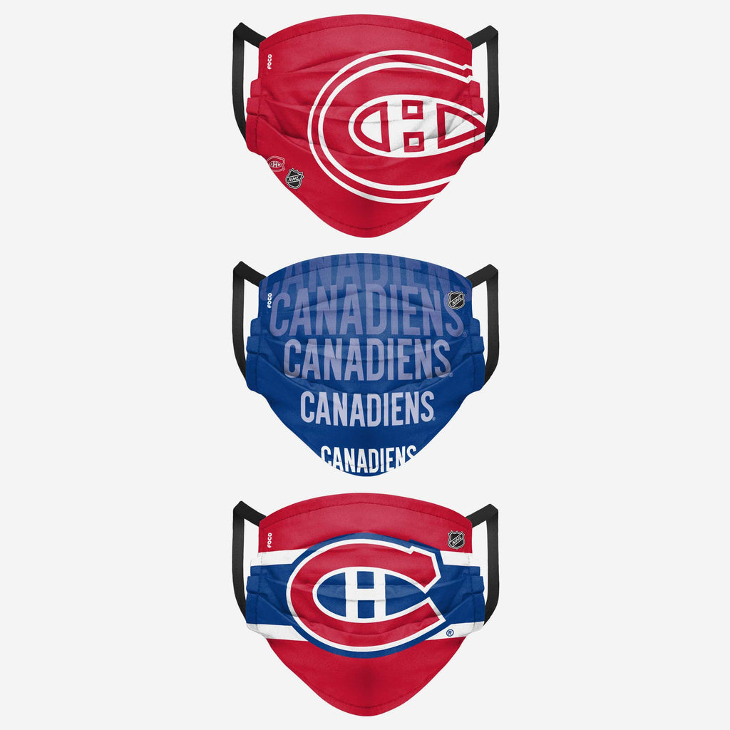 Unisex Vancouver Canucks NHL 3-pack Reusable Pleated Matchday Face Covers main image 0