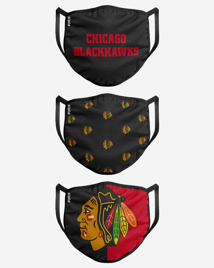 Chicago Blackhawks 3 Pack Face Cover FOCO - FOCO.com