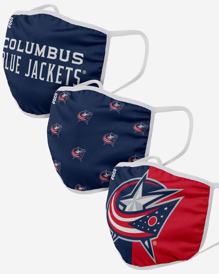Columbus Blue Jackets 3 Pack Face Cover FOCO Adult - FOCO.com