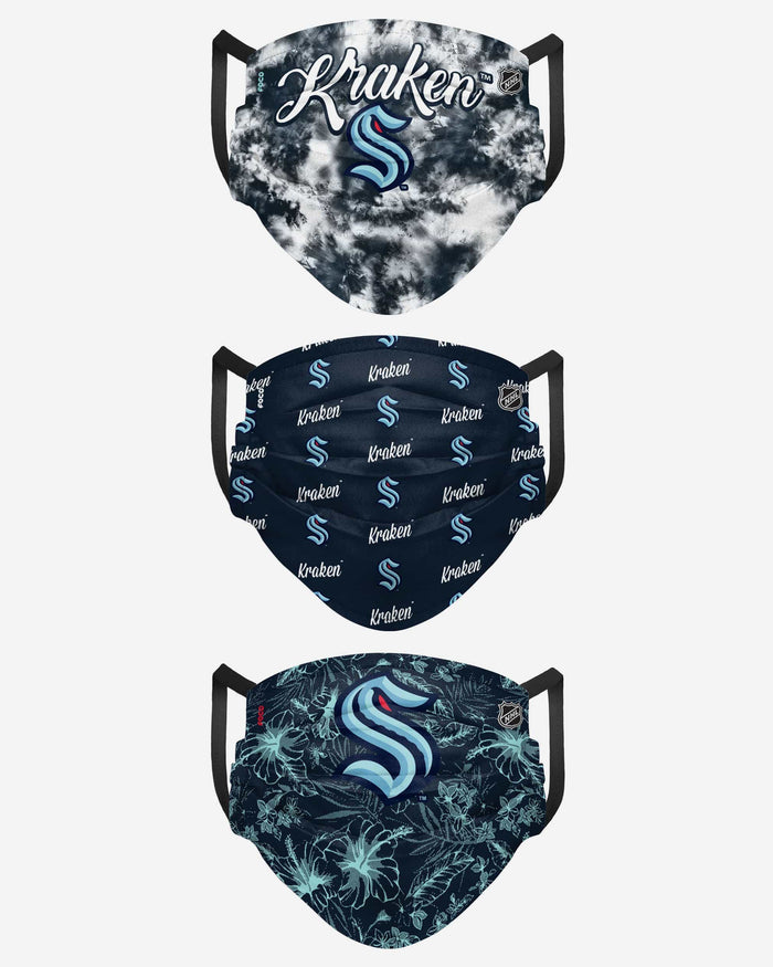 Seattle Kraken Womens Matchday 3 Pack Face Cover FOCO - FOCO.com