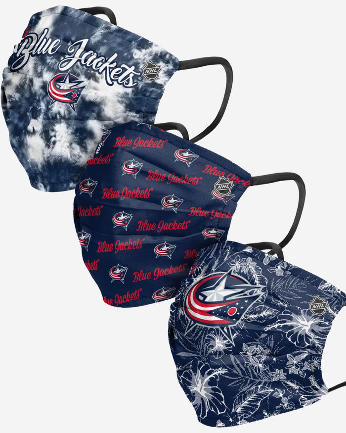 Columbus Blue Jackets Womens Matchday 3 Pack Face Cover FOCO - FOCO.com