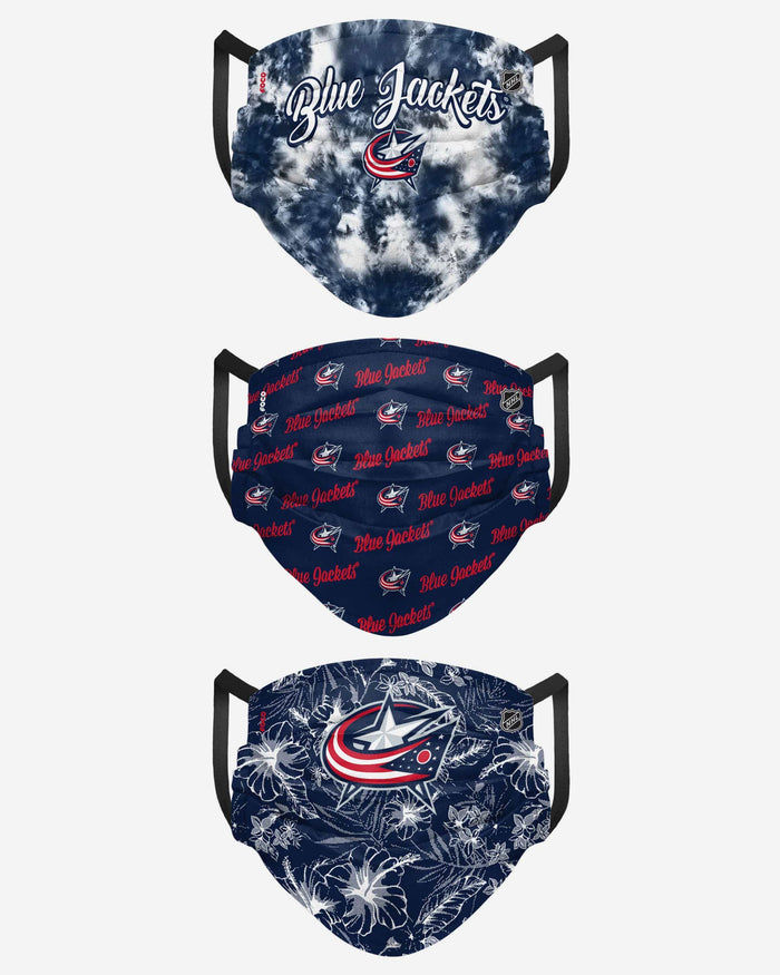 Columbus Blue Jackets Womens Matchday 3 Pack Face Cover FOCO - FOCO.com
