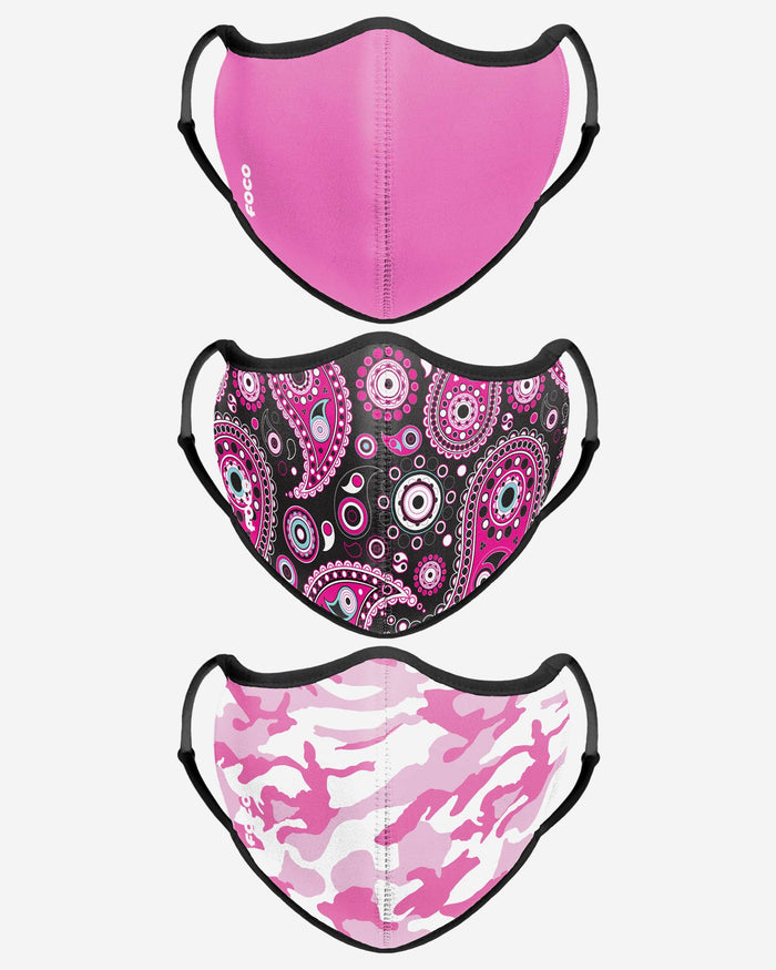 Pink Patterns Sport 3 Pack Face Cover FOCO - FOCO.com