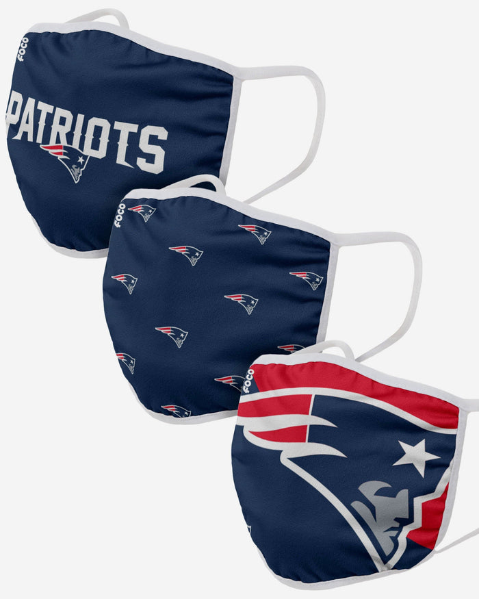 New England Patriots 3 Pack Face Cover FOCO Adult - FOCO.com
