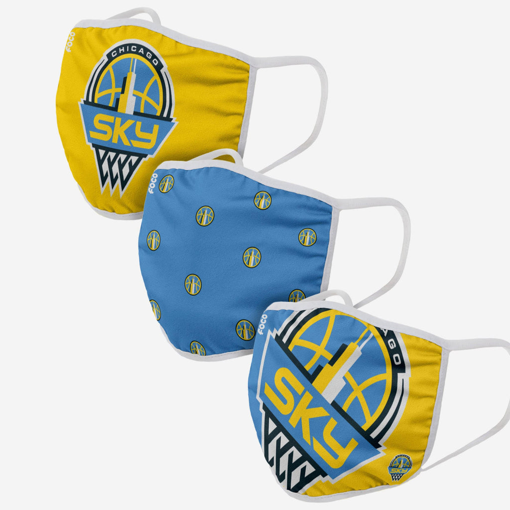 Chicago Sky 3 Pack Face Cover FOCO - FOCO.com
