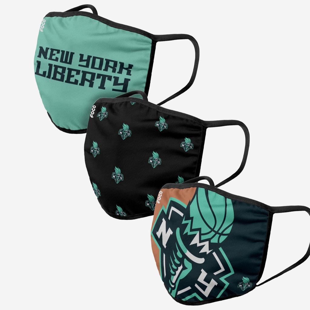 New York Liberty 3 Pack Face Cover FOCO - FOCO.com