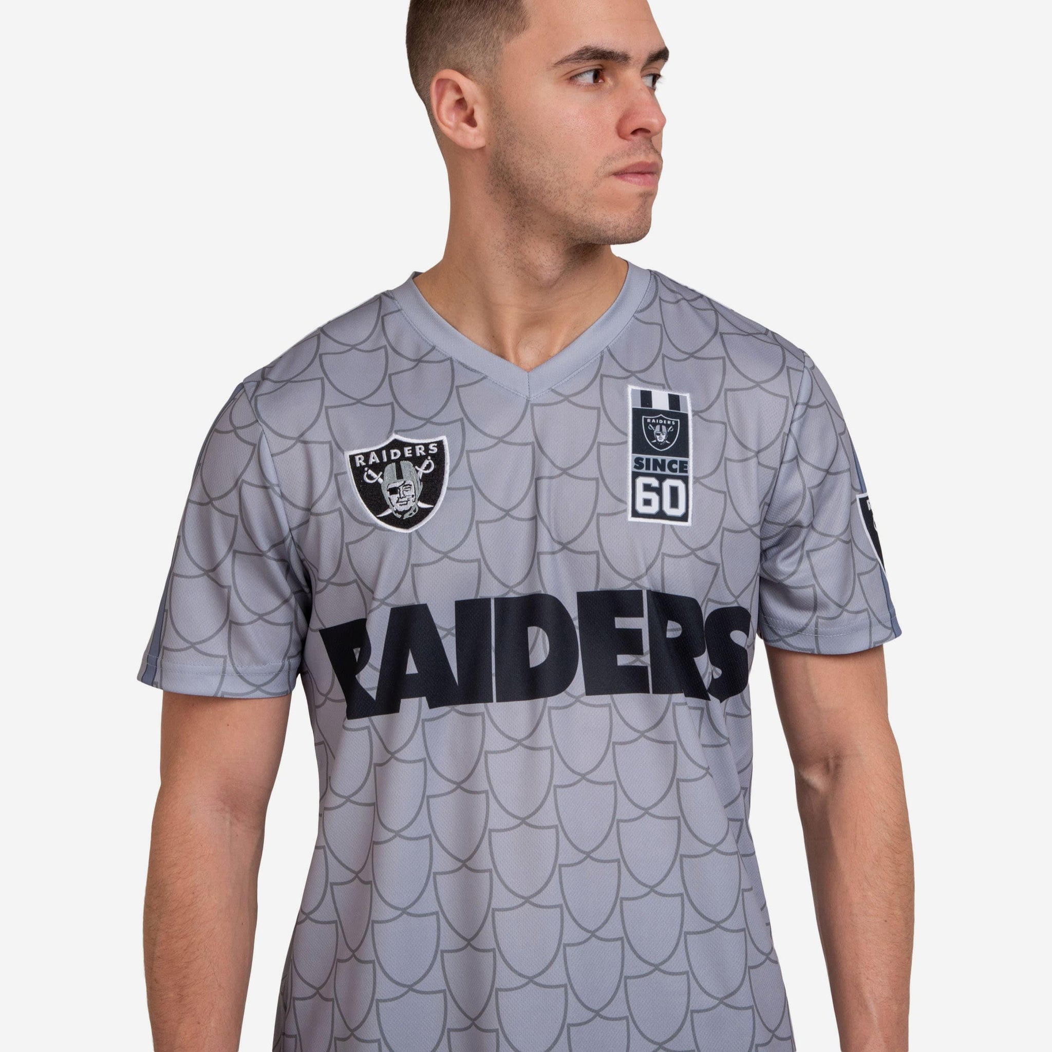 Las Vegas Raiders Short Sleeve Soccer Style Jersey FOCO