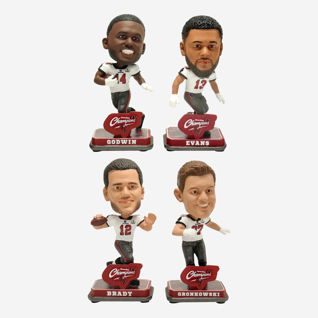 Tampa Bay Buccaneers Super Bowl LV Champions 4 Pack Mini Bighead Bobblehead FOCO - FOCO.com