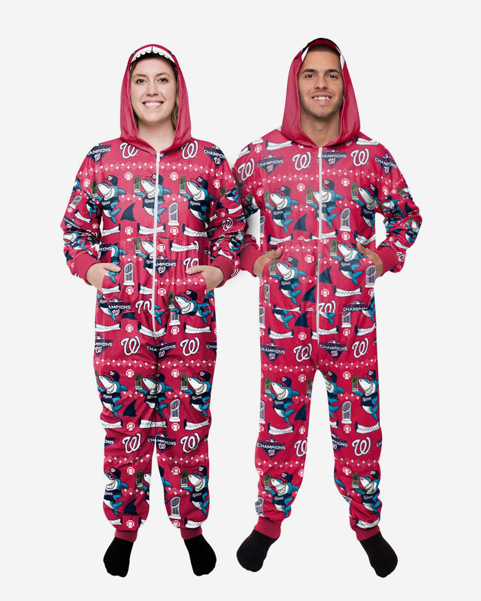 Washington Nationals 2019 World Series Champions One Piece Shark Pajamas FOCO XS - FOCO.com