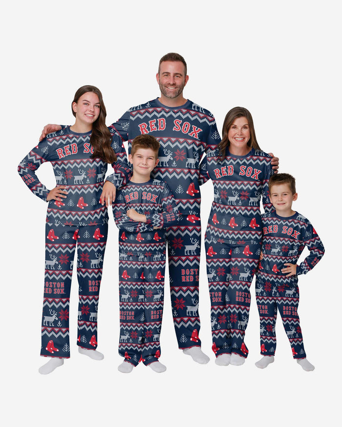Boston Red Sox Mens Ugly Pattern Family Holiday Pajamas FOCO - FOCO.com