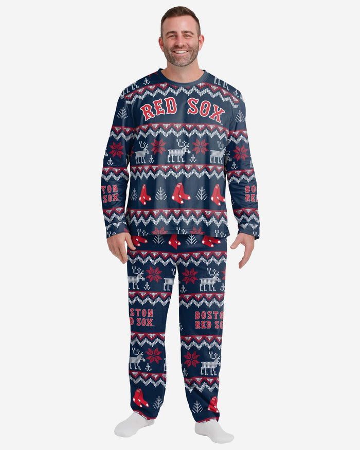 Boston Red Sox Mens Ugly Pattern Family Holiday Pajamas FOCO S - FOCO.com