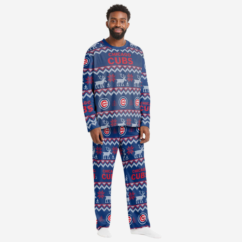 Chicago Cubs Mens Ugly Pattern Family Holiday Pajamas FOCO S - FOCO.com