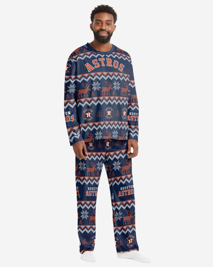 Houston Astros Mens Ugly Pattern Family Holiday Pajamas FOCO S - FOCO.com