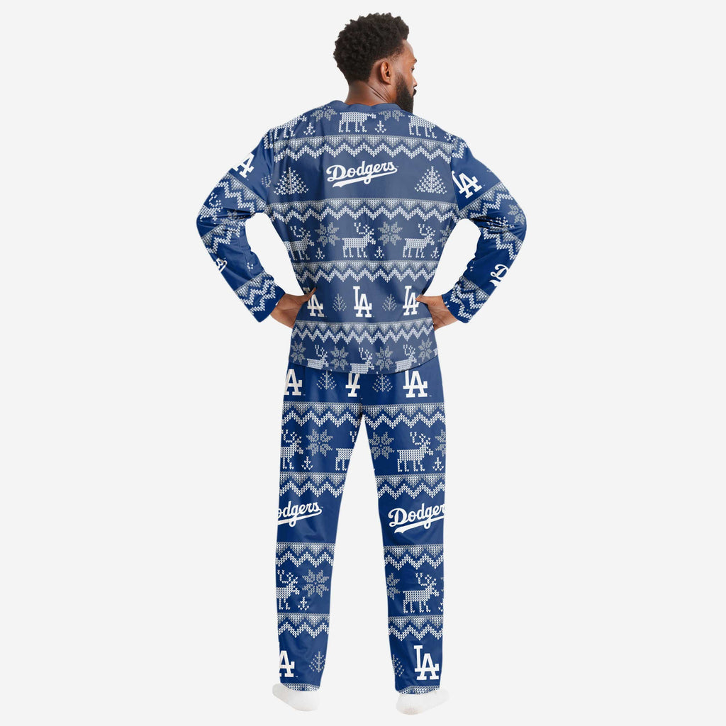 Los Angeles Dodgers Mens Ugly Pattern Family Holiday Pajamas FOCO
