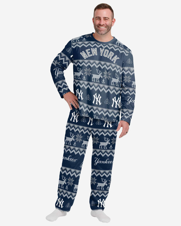 New York Yankees Mens Ugly Pattern Family Holiday Pajamas FOCO S - FOCO.com