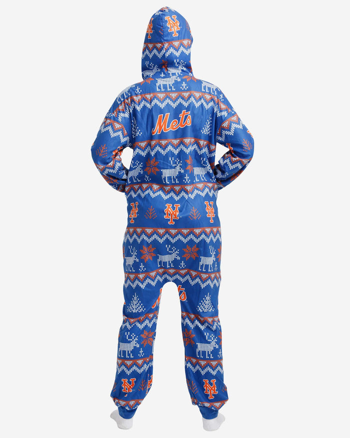 New York Mets Ugly Pattern One Piece Pajamas FOCO - FOCO.com