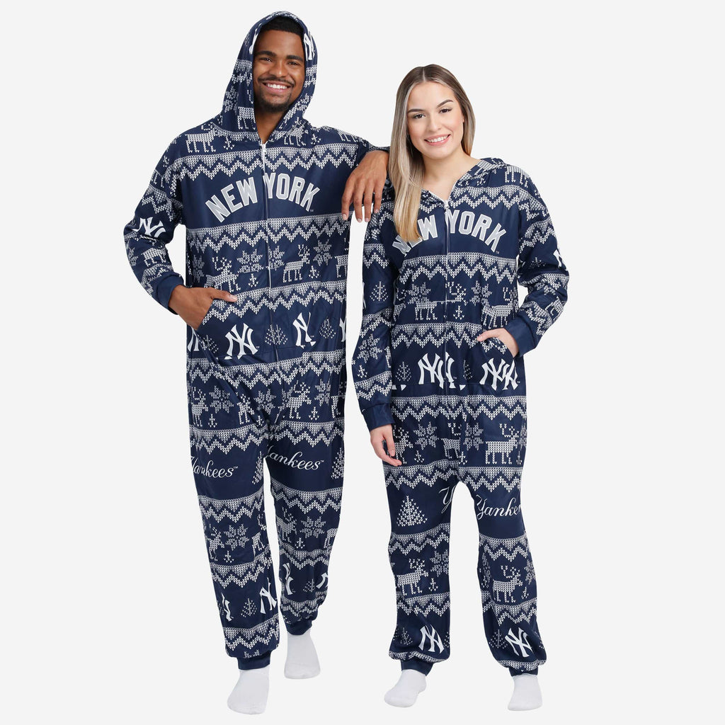 New York Yankees Ugly Pattern One Piece Pajamas FOCO - FOCO.com