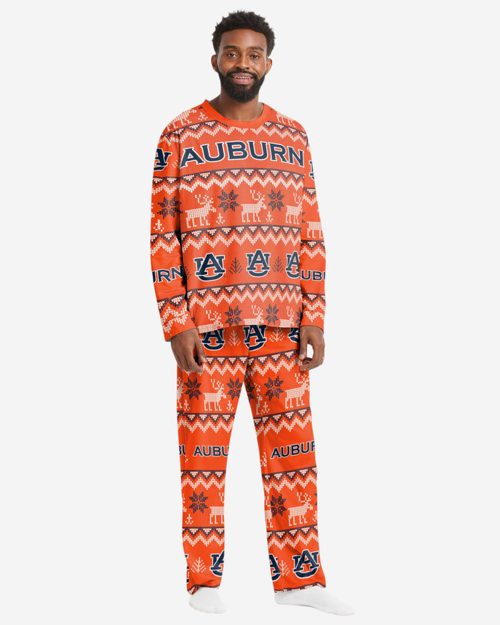 Auburn Tigers Mens Ugly Pattern Family Holiday Pajamas FOCO S - FOCO.com