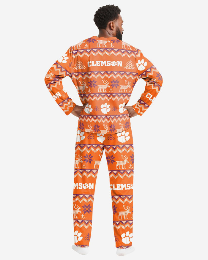 Clemson Tigers Mens Ugly Pattern Family Holiday Pajamas FOCO - FOCO.com