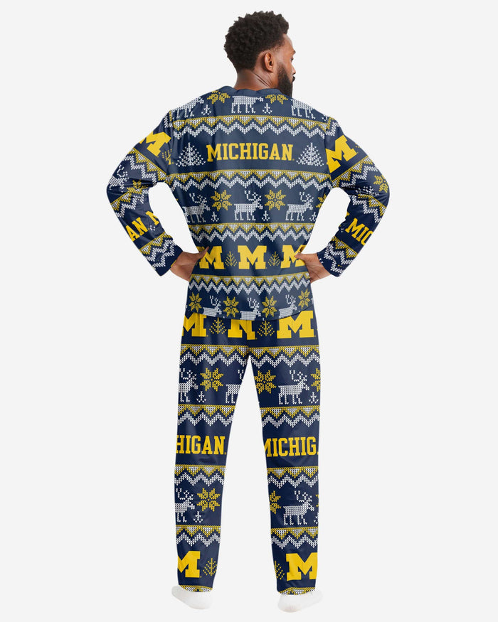 Michigan Wolverines Mens Ugly Pattern Family Holiday Pajamas FOCO - FOCO.com