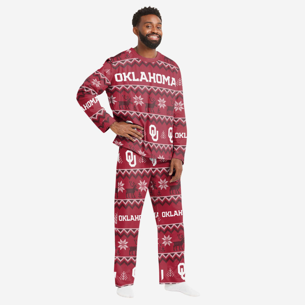 Oklahoma Sooners Mens Ugly Pattern Family Holiday Pajamas FOCO S - FOCO.com