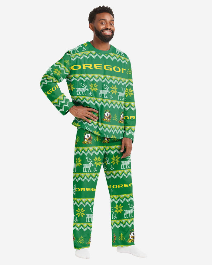 FOCO Oregon Ducks NCAA Ugly Pattern Family Holiday Pajamas