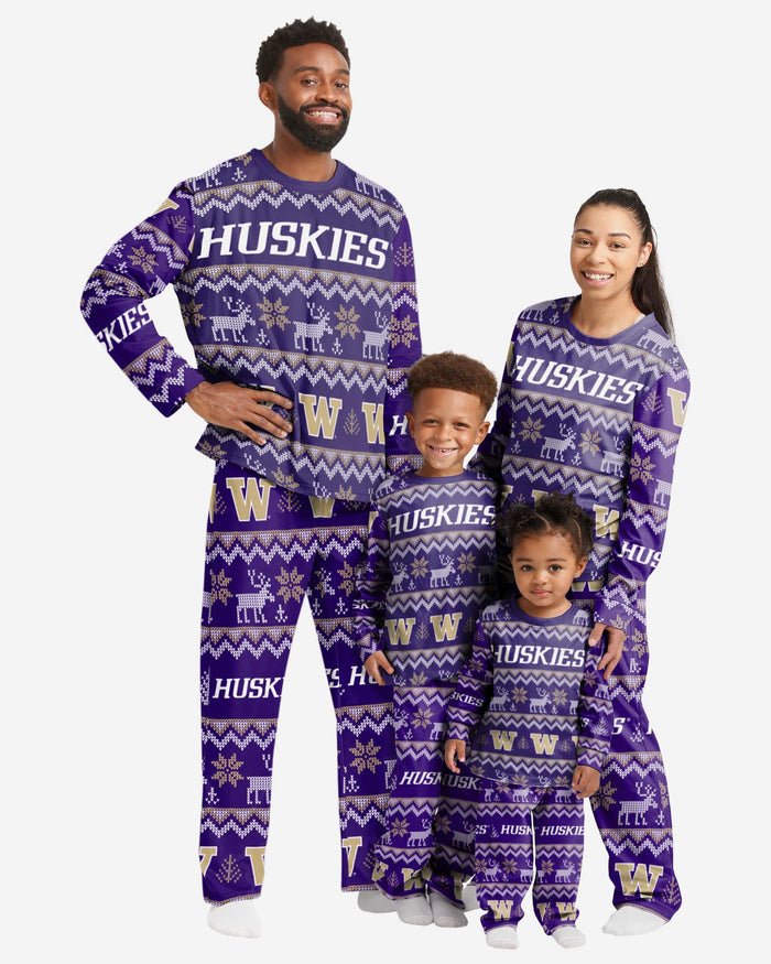 Washington Huskies Mens Ugly Pattern Family Holiday Pajamas FOCO - FOCO.com